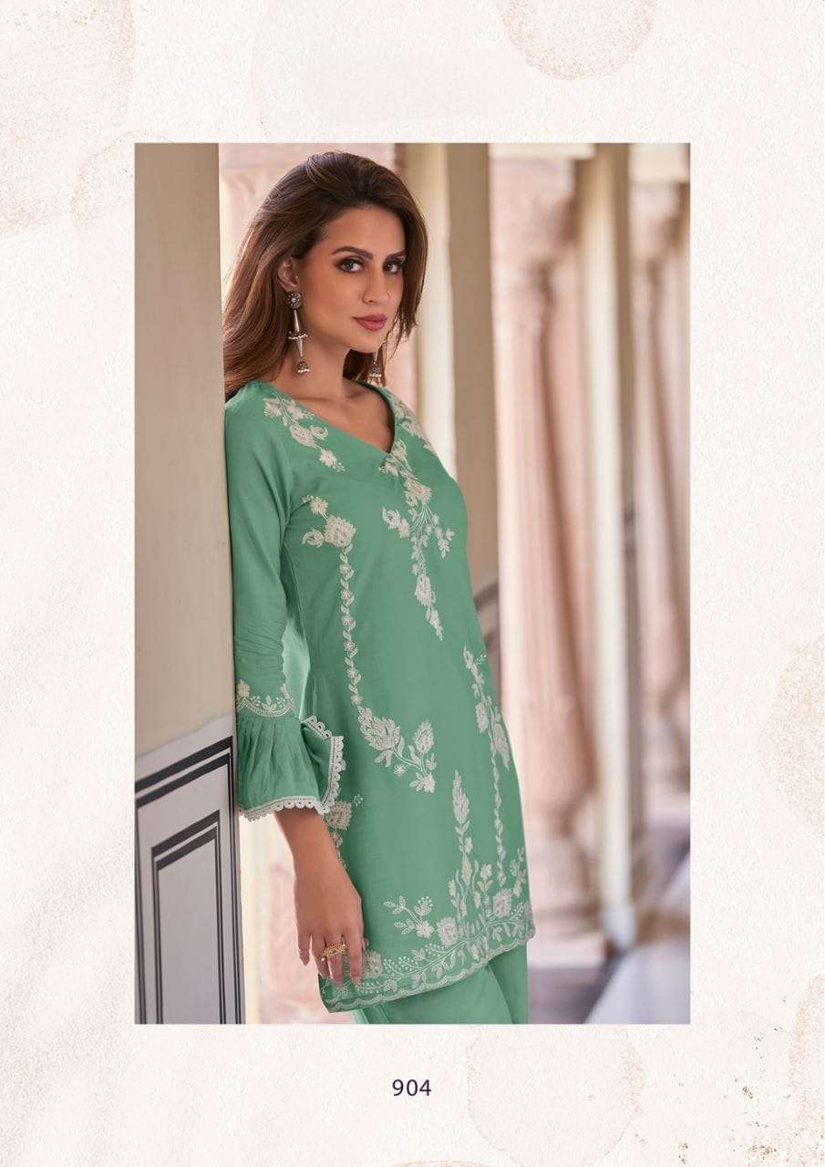 VINTAGE HEAVY RAYON SUPER HIT CO-ORD SET WITH WHITE EMBROIDERY WORK BY S3FOREVER 904 C